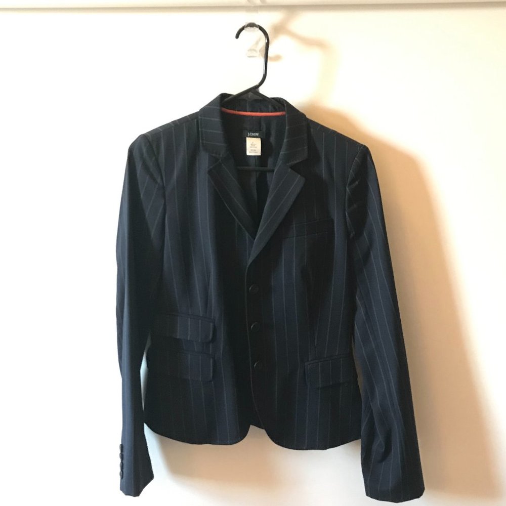 J. Crew wool blazer navy pinstripe